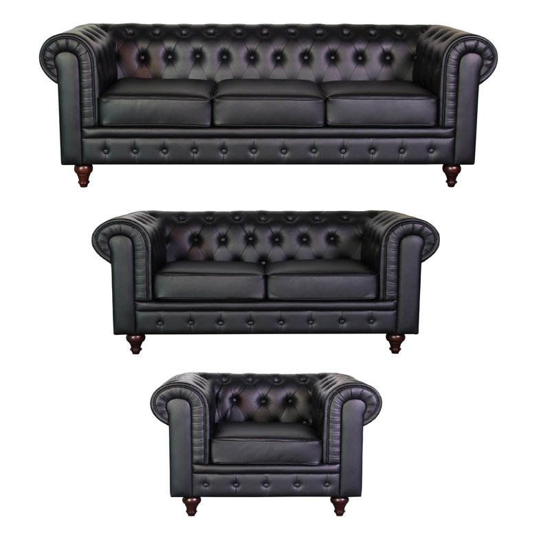 17 Stories Lina Chesterfield 3 Piece Living Room Set & Reviews Wayfair